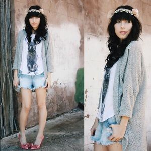 Grey wide knit cocoon sweater